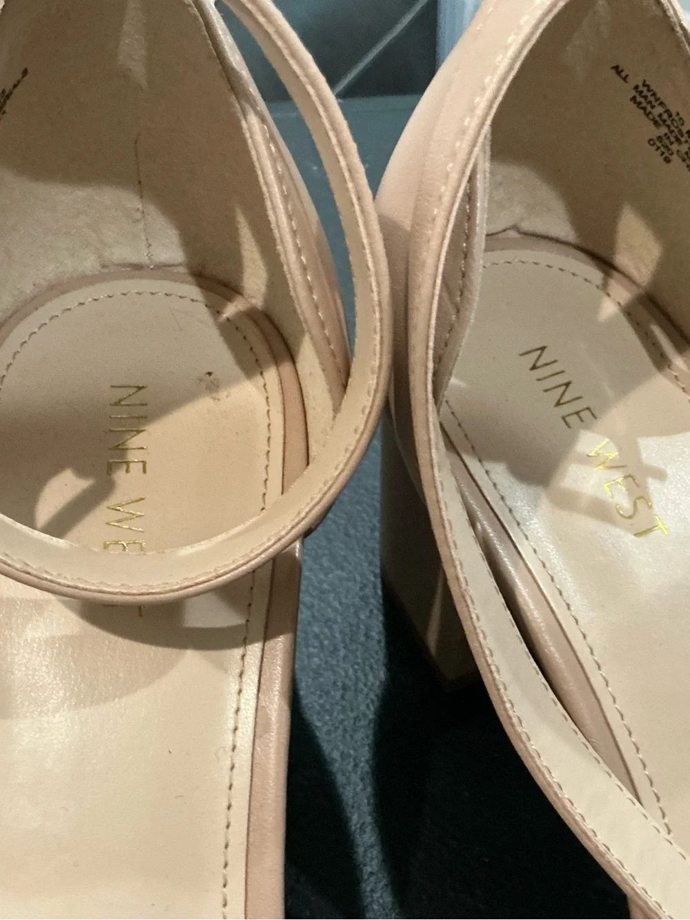 women’s size 10 nude heel lot of three pairs ankle strap block heel sandals.